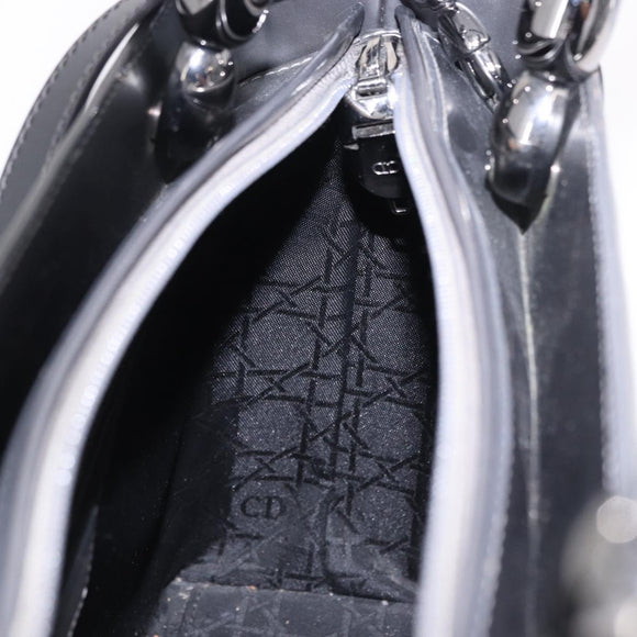 Christian Dior Maris Pearl Hand Bag Patent 2way Gray Silver Auth ep15303V