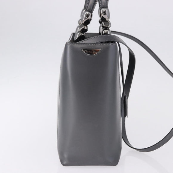 Christian Dior Maris Pearl Hand Bag Patent 2way Gray Silver Auth ep15303V