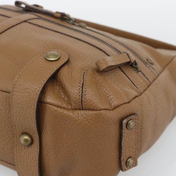 BURBERRY Shoulder Bag Leather Brown Gold Tone Auth ep15306A