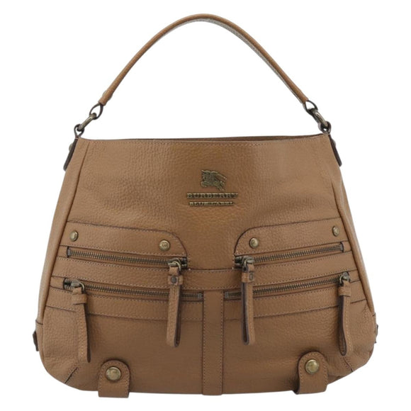 BURBERRY Shoulder Bag Leather Brown Gold Tone Auth ep15306A