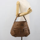 BURBERRY Shoulder Bag Leather Brown Gold Tone Auth ep15306A-24