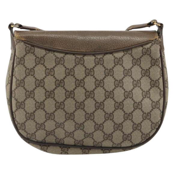 GUCCI GG Supreme Shoulder Bag PVC Leather Beige Gold Tone 10 02 056 Auth ep15307
