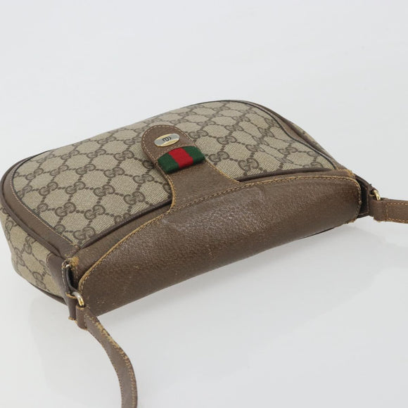 GUCCI GG Supreme Shoulder Bag PVC Leather Beige Gold Tone 10 02 056 Auth ep15307