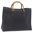 GUCCI Bamboo Hand Bag Leather Black Gold Tone 002 1186 0259 Auth ep15308-1