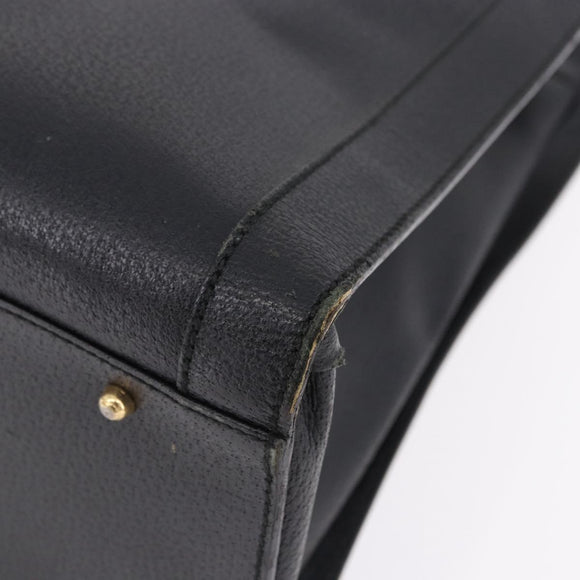 GUCCI Bamboo Hand Bag Leather Black Gold Tone 002 1186 0259 Auth ep15308