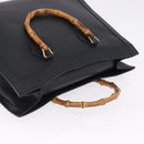 GUCCI Bamboo Hand Bag Leather Black Gold Tone 002 1186 0259 Auth ep15308-6