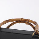 GUCCI Bamboo Hand Bag Leather Black Gold Tone 002 1186 0259 Auth ep15308-8