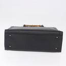 GUCCI Bamboo Hand Bag Leather Black Gold Tone 002 1186 0259 Auth ep15308-9