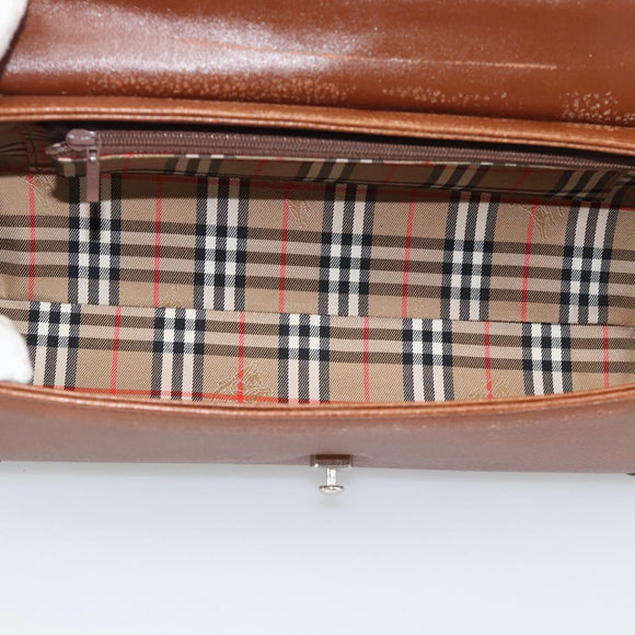 Burberrys Hand Bag Leather Brown Gold Tone Auth ep15309