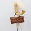 Burberrys Hand Bag Leather Brown Gold Tone Auth ep15309-20