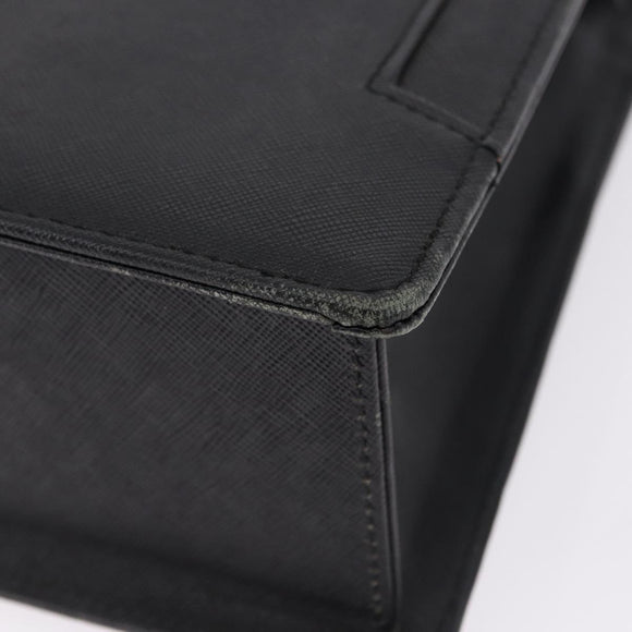 BURBERRY Business Bag Leather Black Silver Auth ep15311