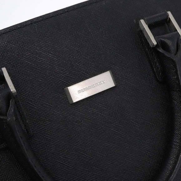 BURBERRY Business Bag Leather Black Silver Auth ep15311