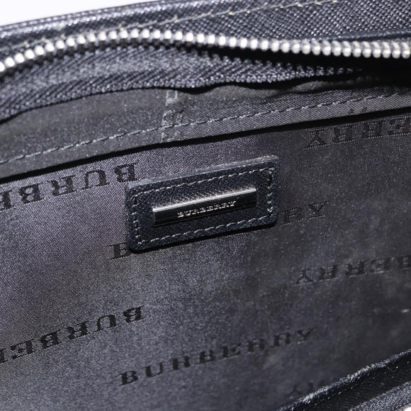 BURBERRY Business Bag Leather Black Silver Auth ep15311