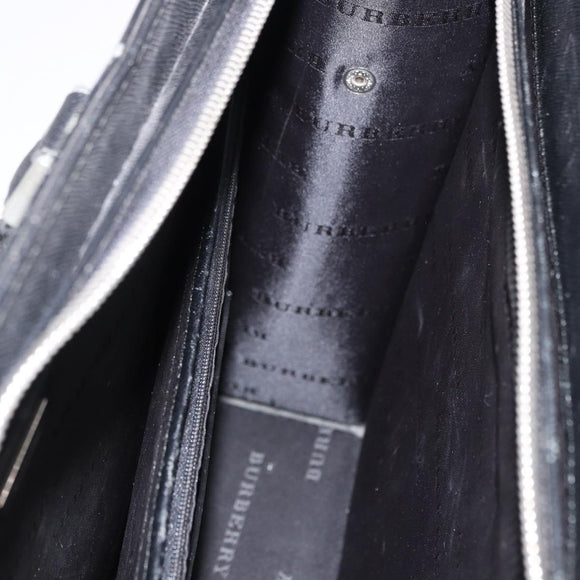 BURBERRY Business Bag Leather Black Silver Auth ep15311