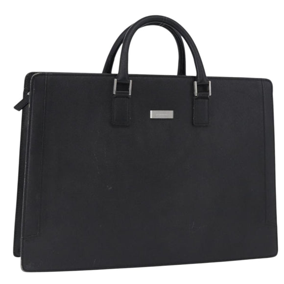 BURBERRY Business Bag Leather Black Silver Auth ep15311