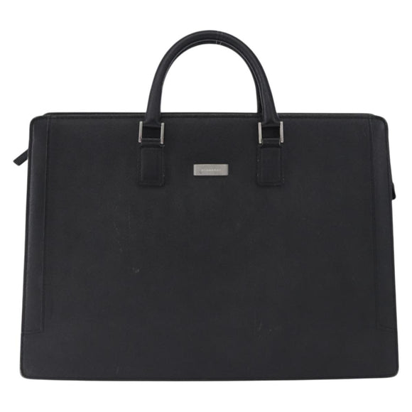 BURBERRY Business Bag Leather Black Silver Auth ep15311