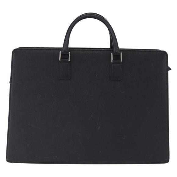 BURBERRY Business Bag Leather Black Silver Auth ep15311