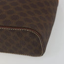 CELINE Macadam Vanity Cosmetic Pouch PVC Leather Brown Gold Tone Auth ep15314A-14