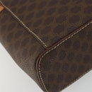 CELINE Macadam Vanity Cosmetic Pouch PVC Leather Brown Gold Tone Auth ep15314A-17