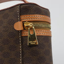 CELINE Macadam Vanity Cosmetic Pouch PVC Leather Brown Gold Tone Auth ep15314A-9