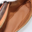 CELINE Macadam Vanity Cosmetic Pouch PVC Leather Brown Gold Tone Auth ep15314A-11