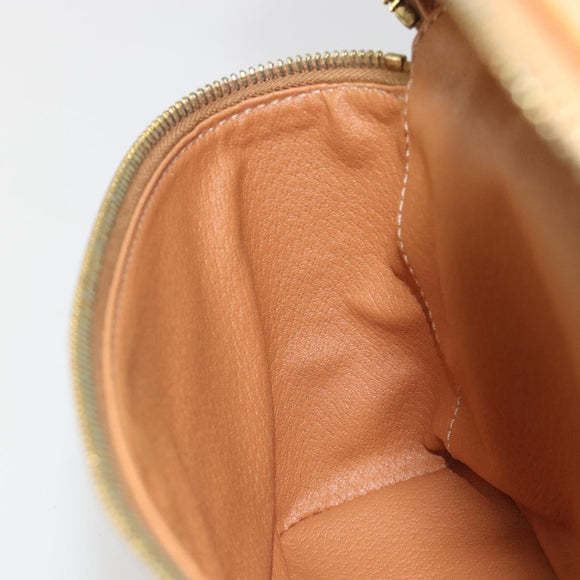 CELINE Macadam Vanity Cosmetic Pouch PVC Leather Brown Gold Tone Auth ep15314A