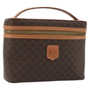 CELINE Macadam Vanity Cosmetic Pouch PVC Leather Brown Gold Tone Auth ep15314A-1