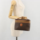 CELINE Macadam Vanity Cosmetic Pouch PVC Leather Brown Gold Tone Auth ep15314A-21