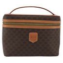 CELINE Macadam Vanity Cosmetic Pouch PVC Leather Brown Gold Tone Auth ep15314A-13