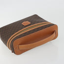 CELINE Macadam Vanity Cosmetic Pouch PVC Leather Brown Gold Tone Auth ep15314A-6