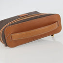 CELINE Macadam Vanity Cosmetic Pouch PVC Leather Brown Gold Tone Auth ep15314A-7