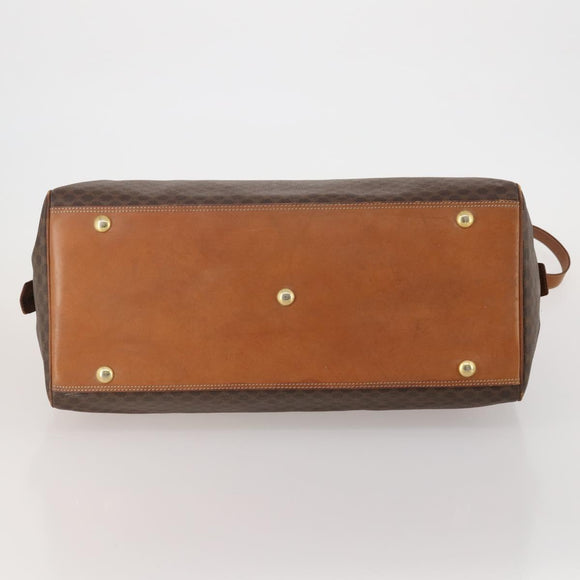 CELINE Macadam Boston Bag PVC Leather 2way Brown Gold Tone Auth ep15316