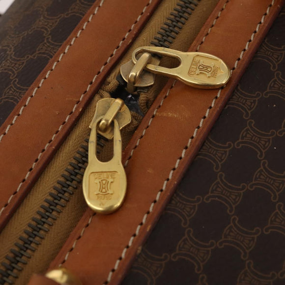 CELINE Macadam Boston Bag PVC Leather 2way Brown Gold Tone Auth ep15316