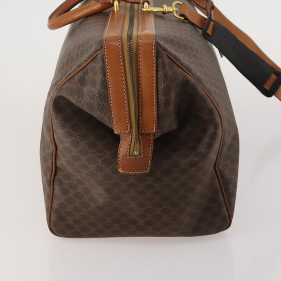 CELINE Macadam Boston Bag PVC Leather 2way Brown Gold Tone Auth ep15316