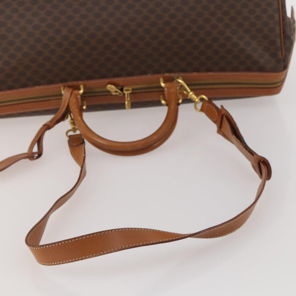 CELINE Macadam Boston Bag PVC Leather 2way Brown Gold Tone Auth ep15316