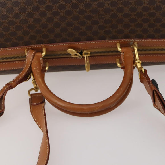 CELINE Macadam Boston Bag PVC Leather 2way Brown Gold Tone Auth ep15316