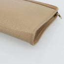 Christian Dior Clutch Bag Leather Beige Gold Tone Auth ep15317-10