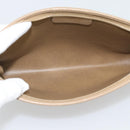 Christian Dior Clutch Bag Leather Beige Gold Tone Auth ep15317-14