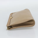 Christian Dior Clutch Bag Leather Beige Gold Tone Auth ep15317-4