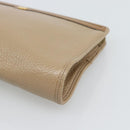 Christian Dior Clutch Bag Leather Beige Gold Tone Auth ep15317-8