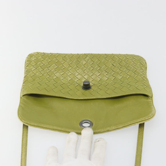 BOTTEGA VENETA INTRECCIATO Shoulder Bag Leather Green Auth ep15319