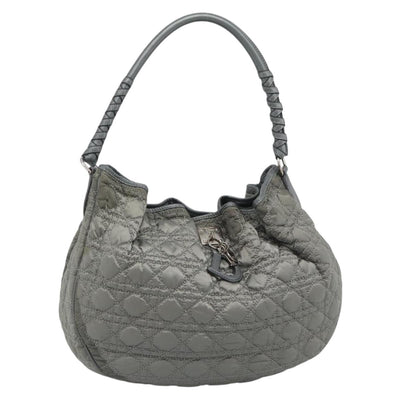 Christian Dior Canage Shoulder Bag Nylon Gray Silver Auth ep15322