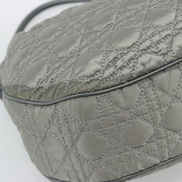 Christian Dior Canage Shoulder Bag Nylon Gray Silver Auth ep15322