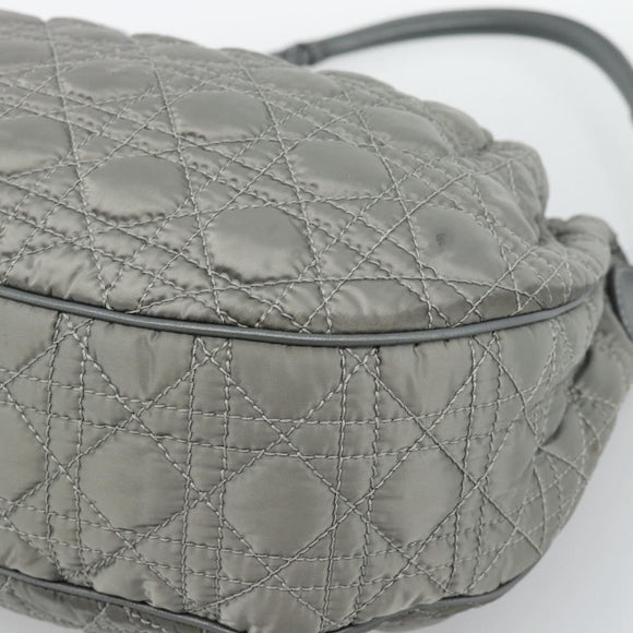 Christian Dior Canage Shoulder Bag Nylon Gray Silver Auth ep15322