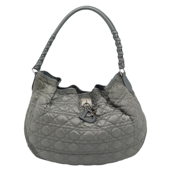 Christian Dior Canage Shoulder Bag Nylon Gray Silver Auth ep15322