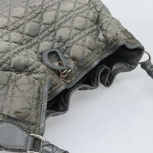 Christian Dior Canage Shoulder Bag Nylon Gray Silver Auth ep15322