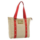 LOUIS VUITTON Antigua Cabas MM Tote Bag Beige Red M40035 LV Auth ep15323-1