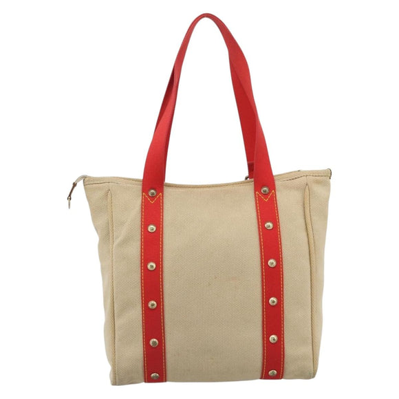 LOUIS VUITTON Antigua Cabas MM Tote Bag Beige Red M40035 LV Auth ep15323