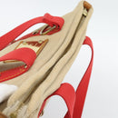 LOUIS VUITTON Antigua Cabas MM Tote Bag Beige Red M40035 LV Auth ep15323-6