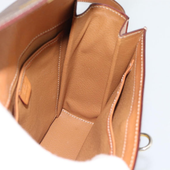 CELINE Macadam Shoulder Bag PVC Leather Brown Gold Tone Auth ep15326